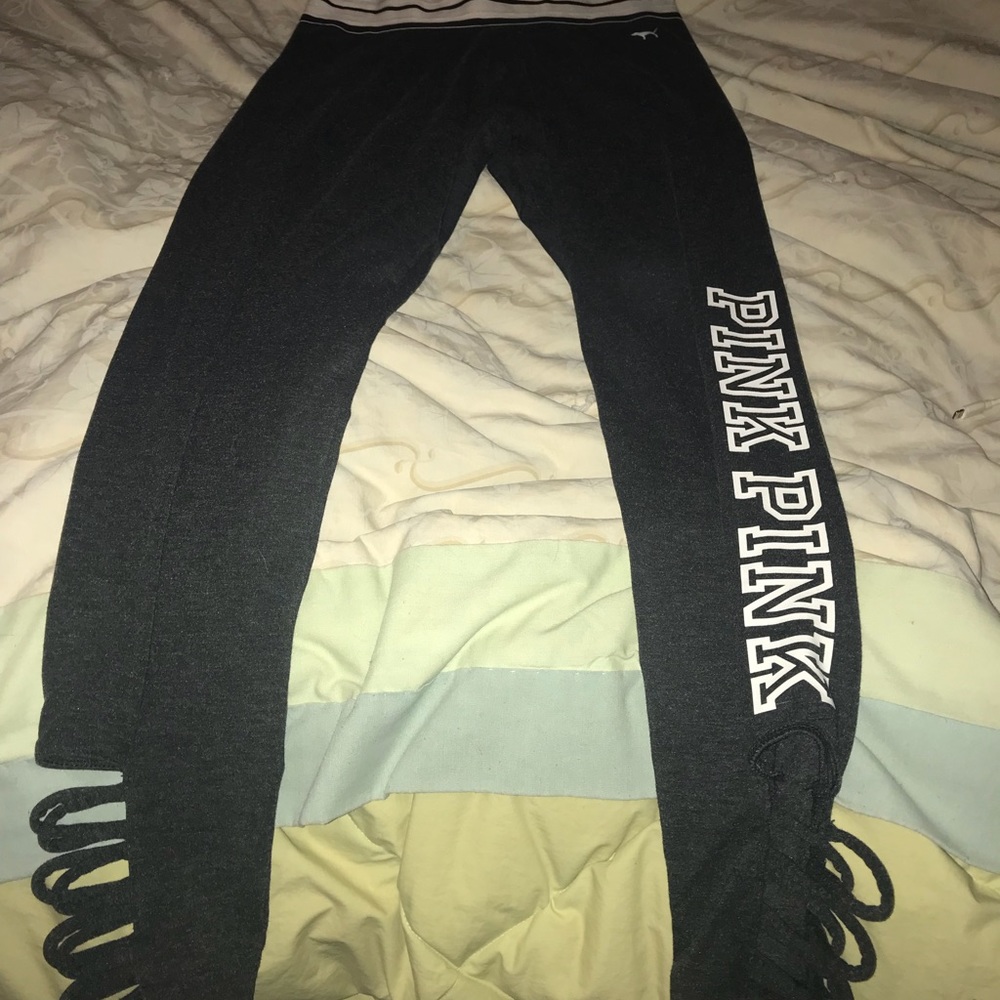 Pink strappy leggings